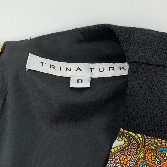 Trina Turk Angelina shift dress paisley black sleeveless sheath orange blue 0 - Picture 4 of 4